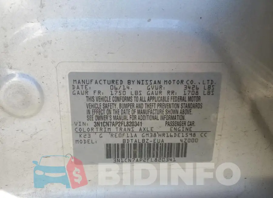 3N1CN7AP2FL820341 Photo# 12