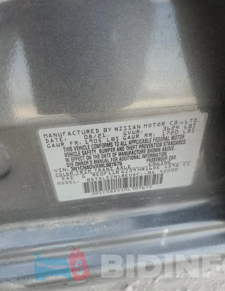 3N1CN8DVXML907675 Photo# 12