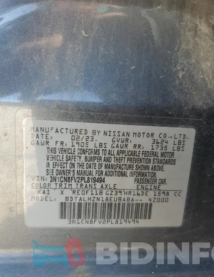 3N1CN8FV2PL819494 Photo# 12