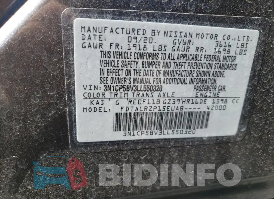 3N1CP5BV3LL550320 Photo# 13