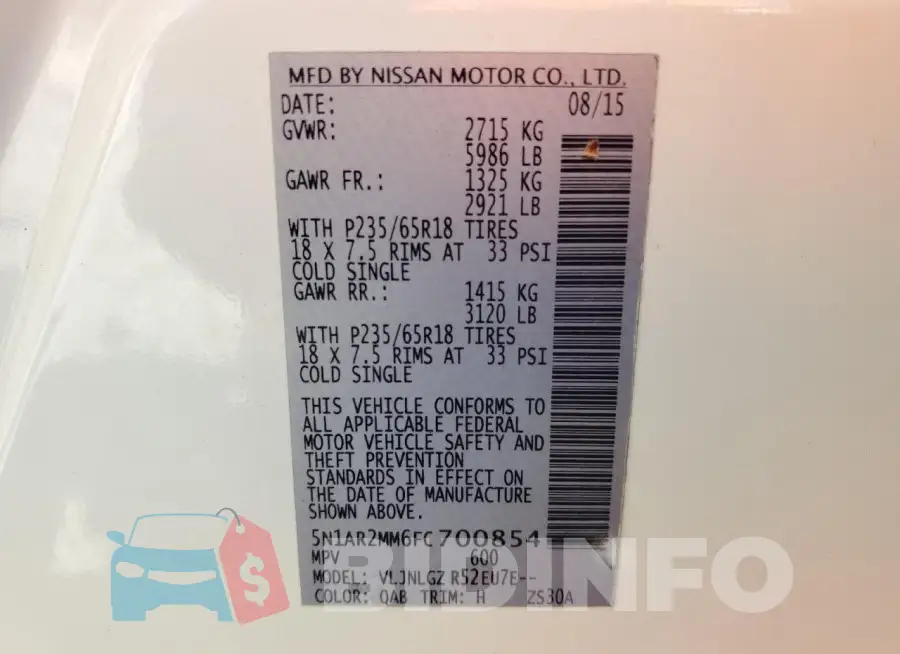 5N1AR2MM6FC700854 Photo# 14
