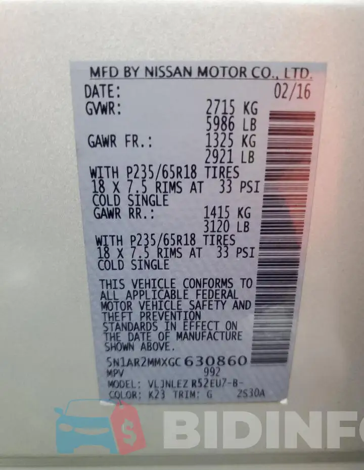 5N1AR2MMXGC630860 Photo# 13