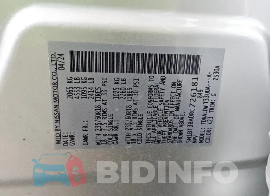 5N1BT3BA0RC726181 Photo# 14