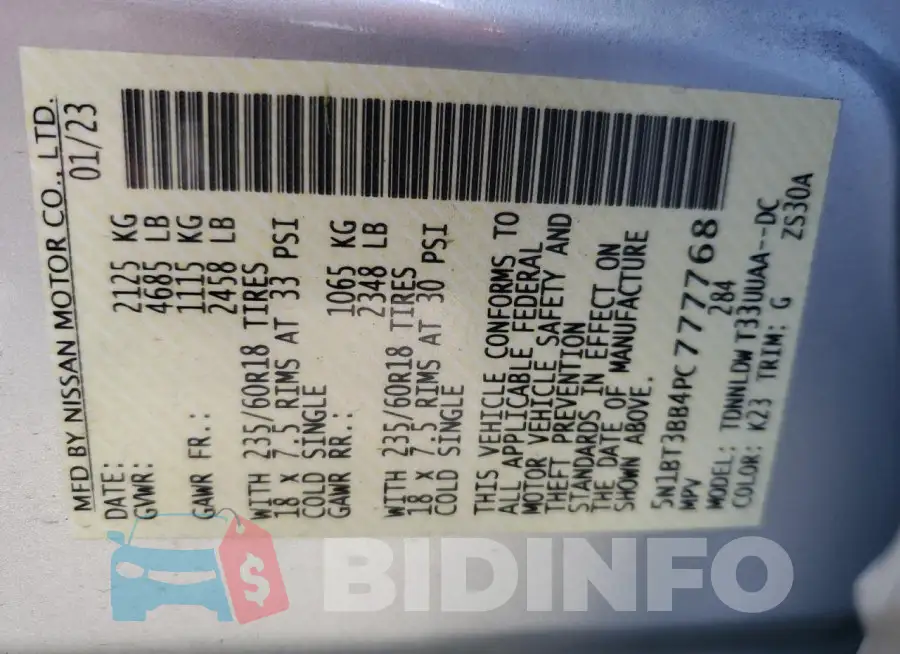 5N1BT3BB4PC777768 Photo# 13