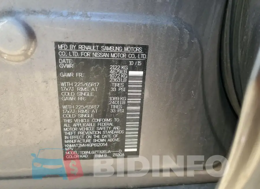 KNMAT2MV4GP612054 Photo# 12