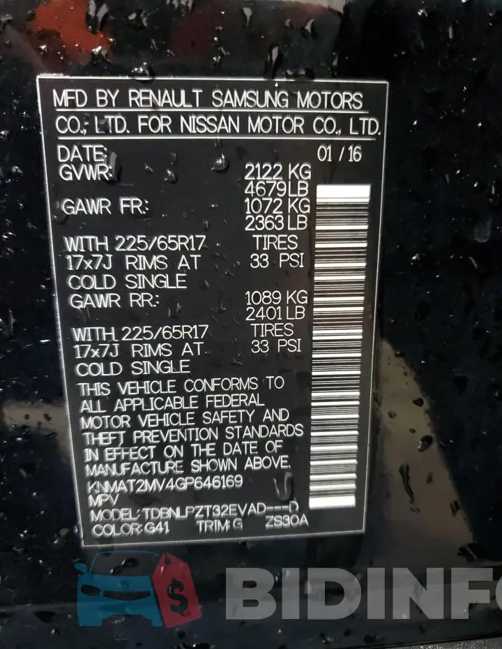 KNMAT2MV4GP646169 Photo# 13