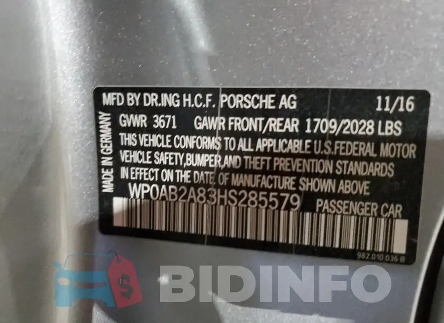 WP0AB2A83HS285579 Photo# 13