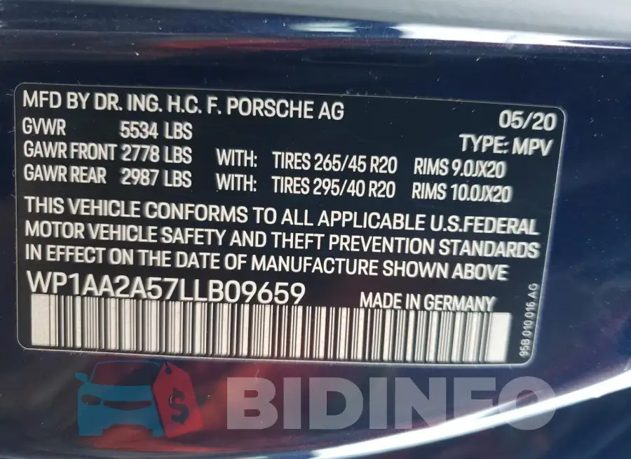 WP1AA2A57LLB09659 Photo# 12