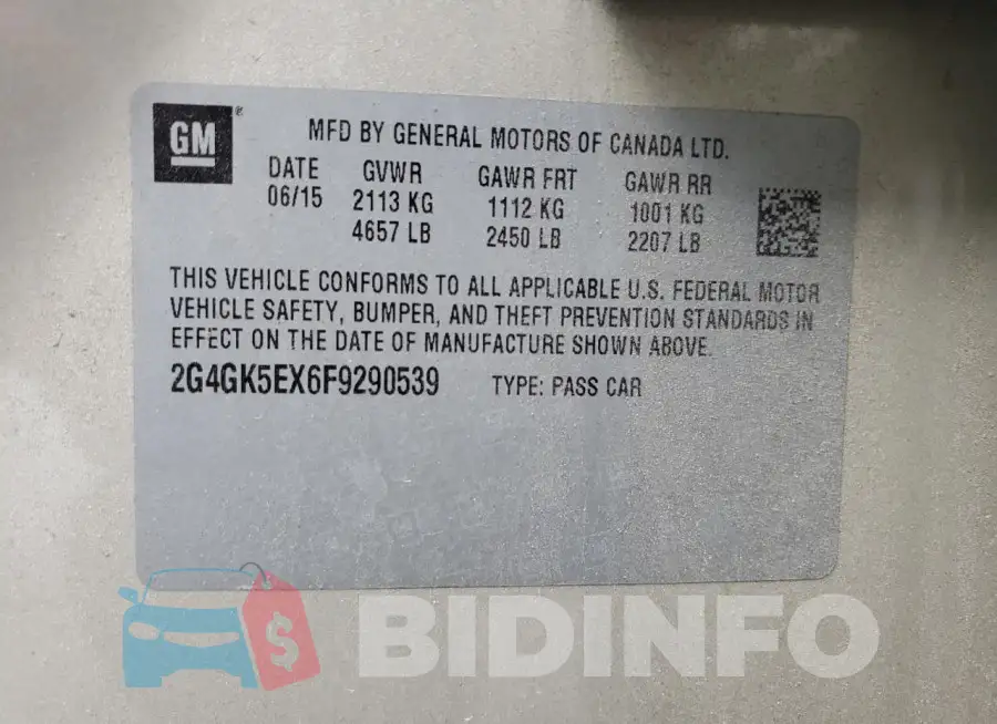 2G4GK5EX6F9290539 Photo# 12