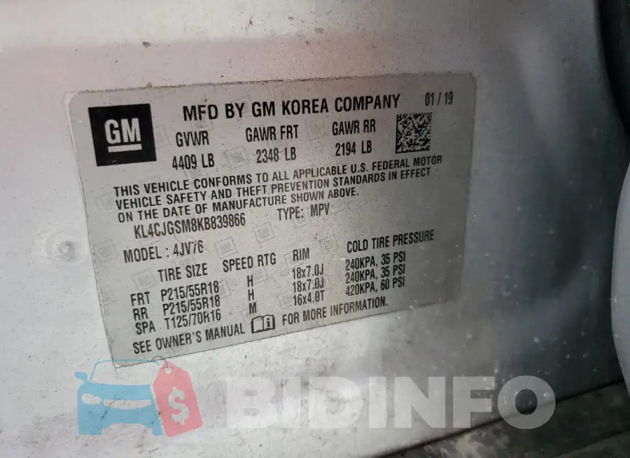 KL4CJGSM8KB839866 Photo# 12