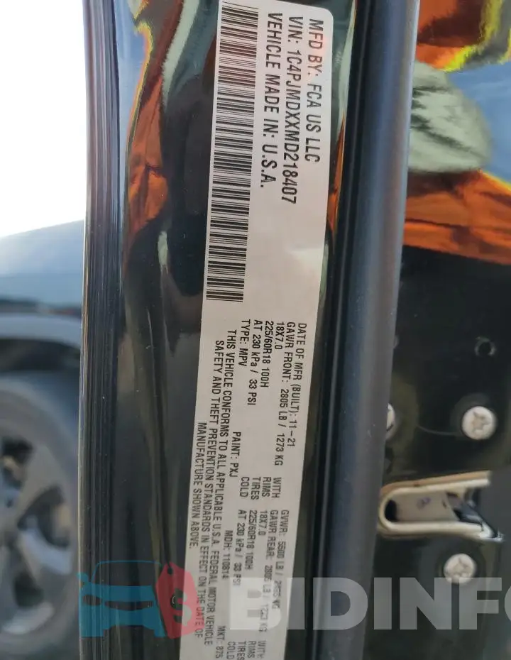 1C4PJMDXXMD218407 Photo# 12