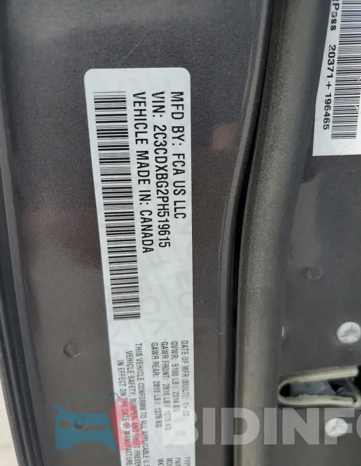 2C3CDXBG2PH519615 Photo# 12
