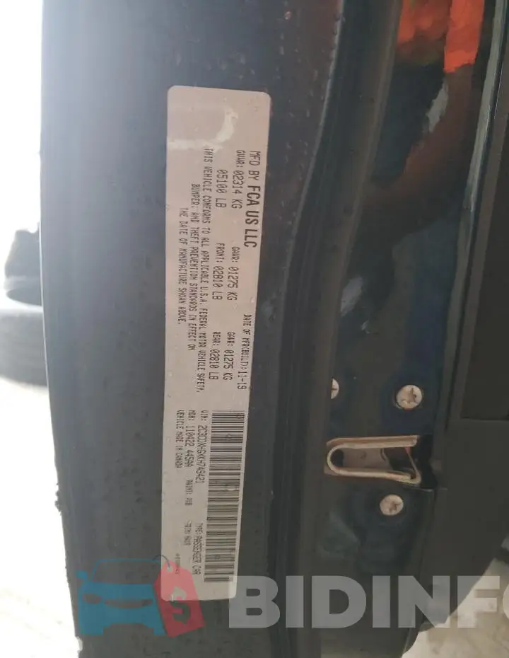 2C3CDXHGXKH749421 Photo# 12