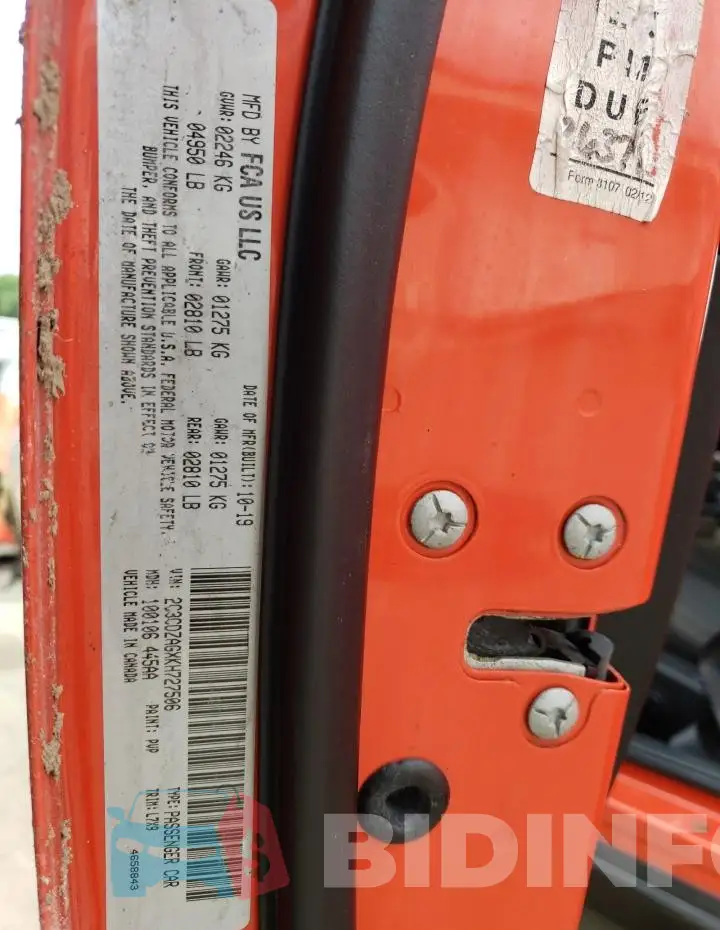 2C3CDZAGXKH727506 Photo# 12