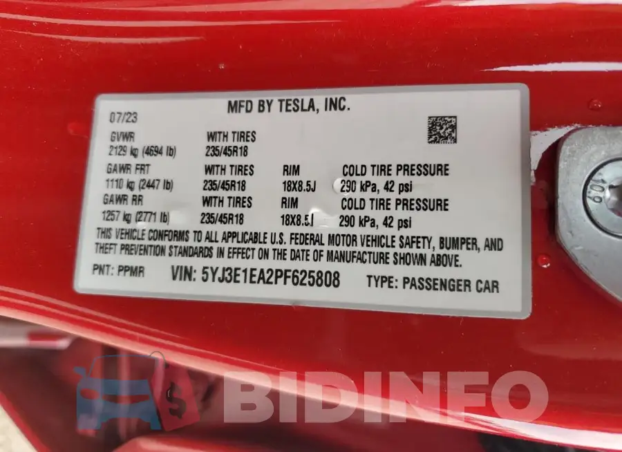 5YJ3E1EA2PF625808 Photo# 13
