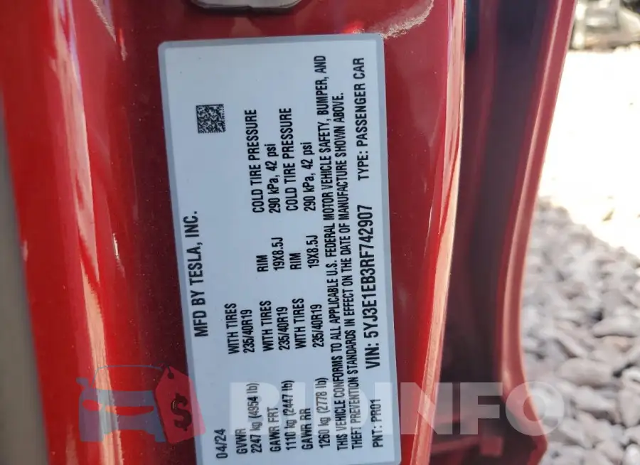 5YJ3E1EB3RF742907 Photo# 12