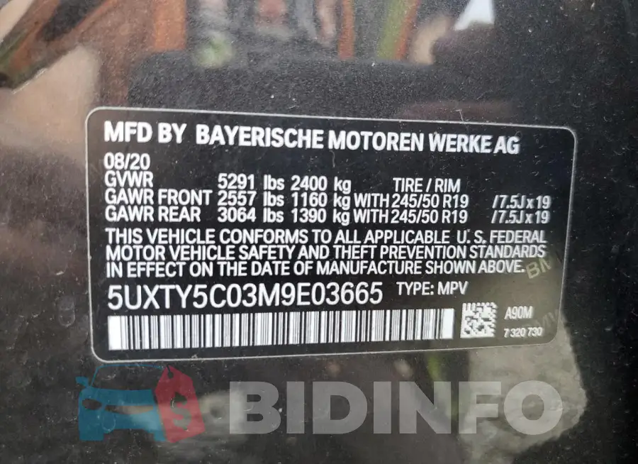 5UXTY5C03M9E03665 Photo# 13