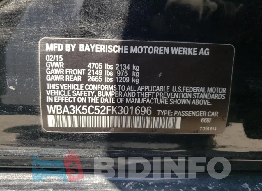 WBA3K5C52FK301696 Photo# 12