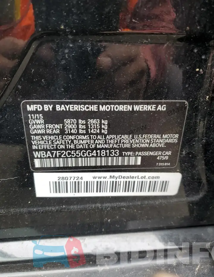 WBA7F2C55GG418133 Photo# 12