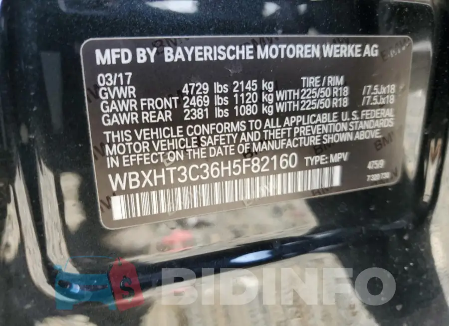 WBXHT3C36H5F82160 Photo# 13