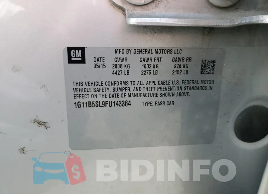 1G11B5SL9FU143364 Photo# 12