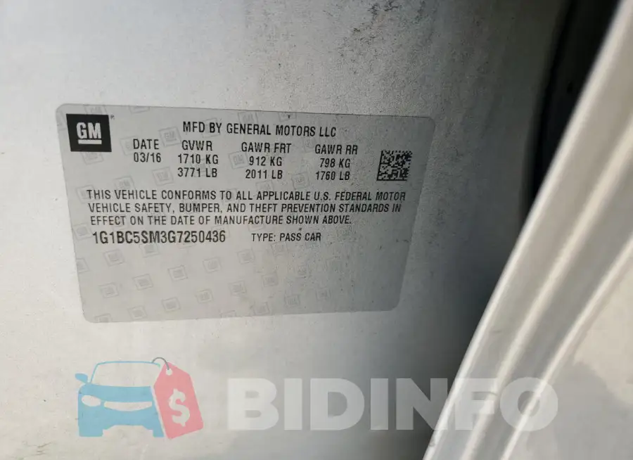 1G1BC5SM3G7250436 Photo# 12