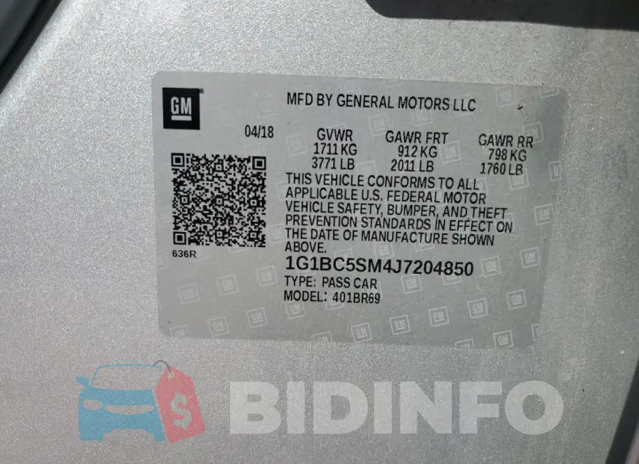 1G1BC5SM4J7204850 Photo# 12