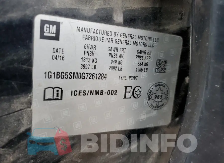 1G1BG5SM0G7261284 Photo# 13