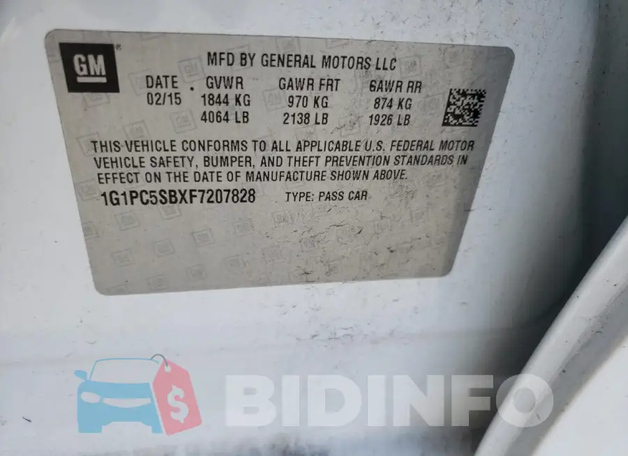 1G1PC5SBXF7207828 Photo# 12