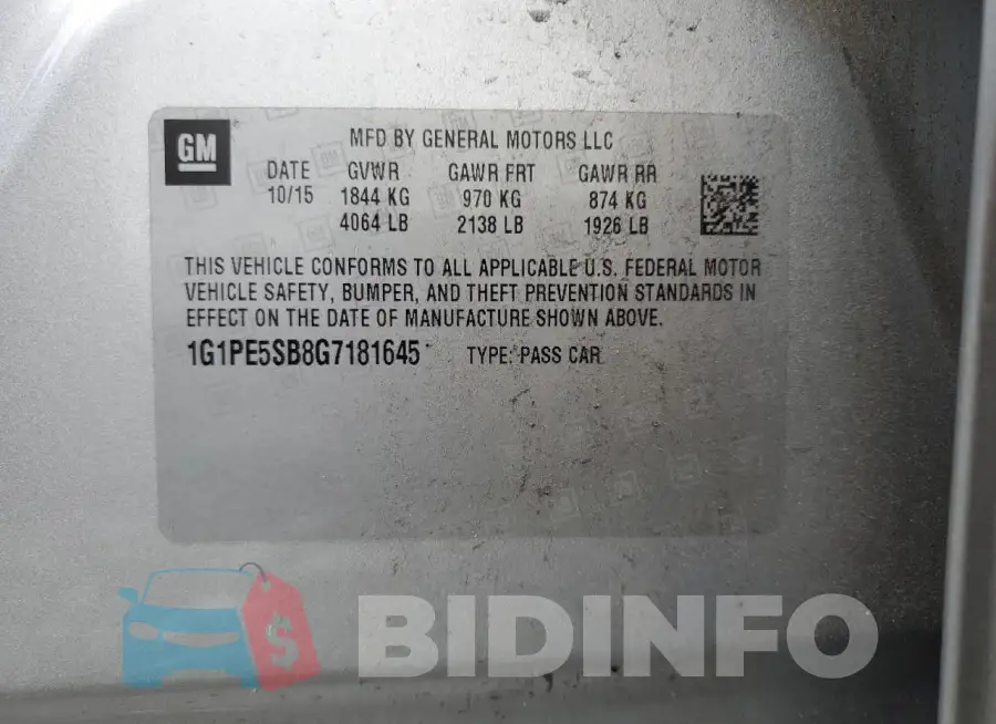 1G1PE5SB8G7181645 Photo# 12