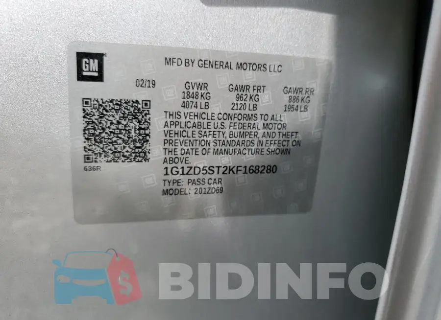 1G1ZD5ST2KF168280 Photo# 12