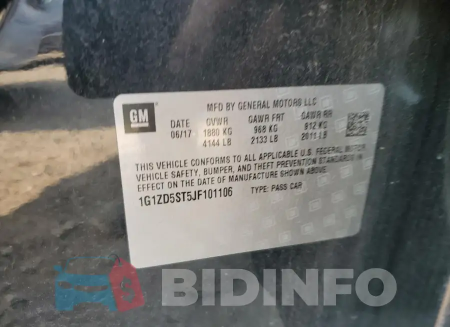 1G1ZD5ST5JF101106 Photo# 12