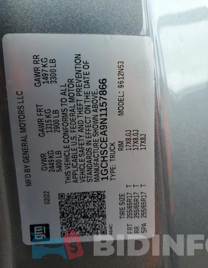 1GCHSCEA9N1157866 Photo# 12
