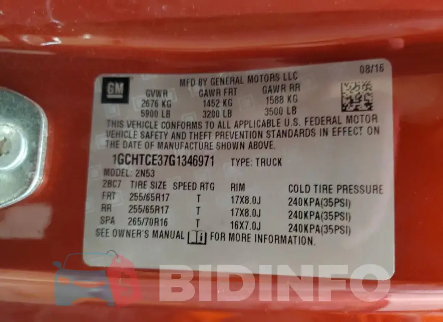 1GCHTCE37G1346971 Photo# 12