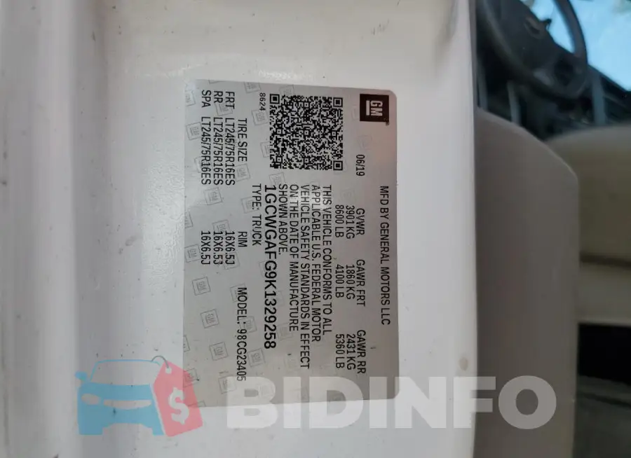 1GCWGAFG9K1329258 Photo# 13