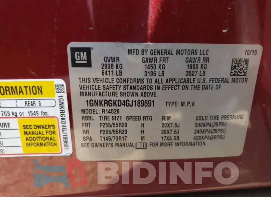 1GNKRGKD4GJ189691 Photo# 14