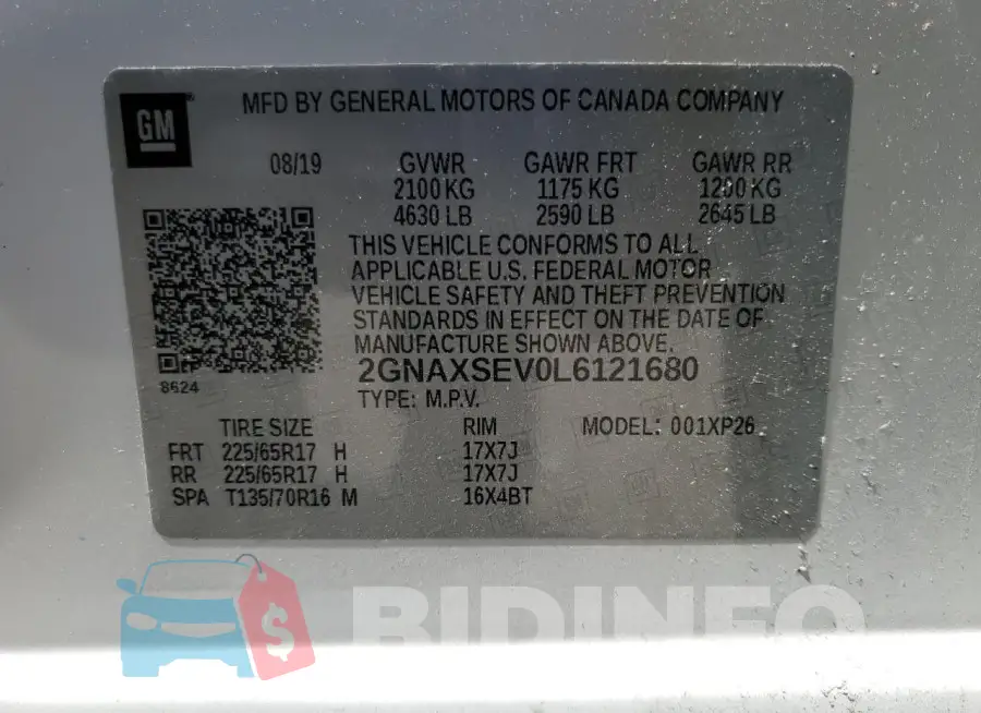 2GNAXSEV0L6121680 Photo# 14