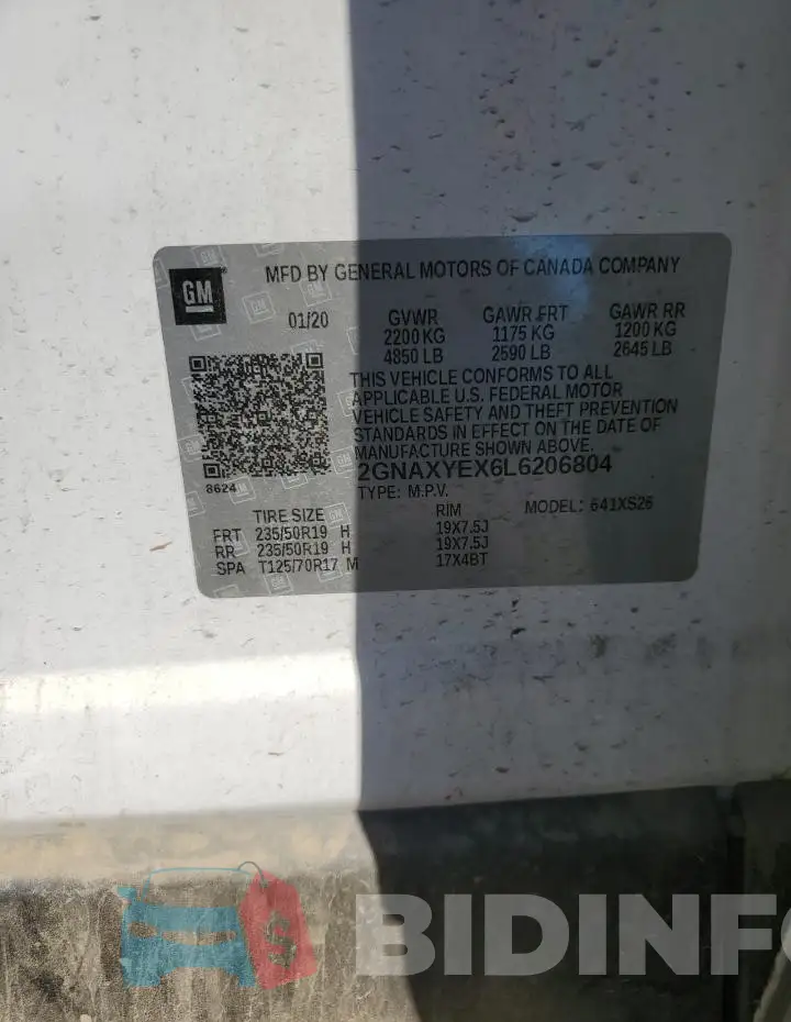 2GNAXYEX6L6206804 Photo# 13