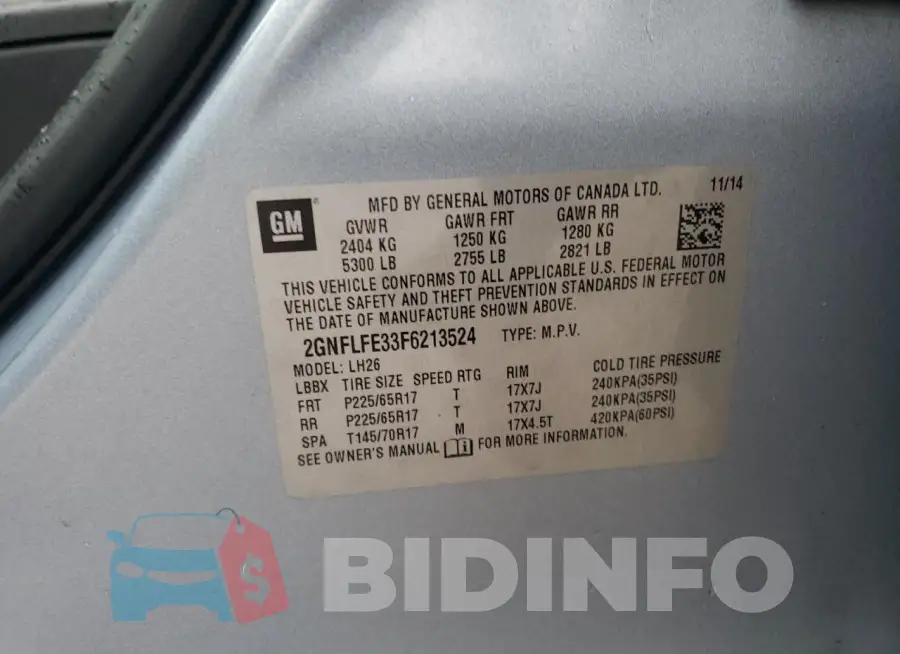2GNFLFE33F6213524 Photo# 13