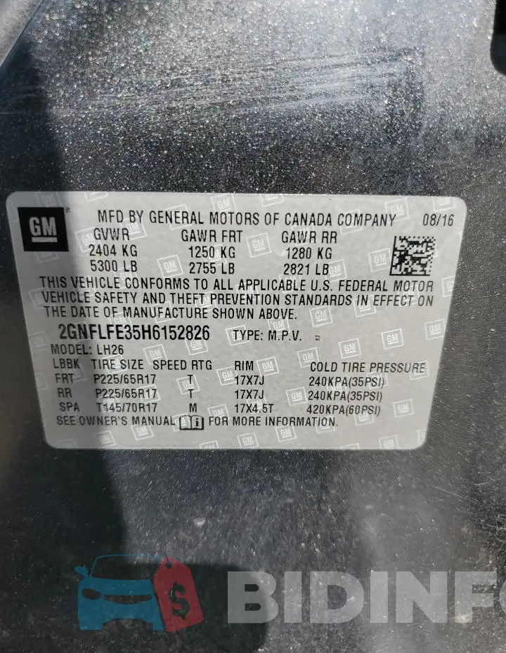2GNFLFE35H6152826 Photo# 14