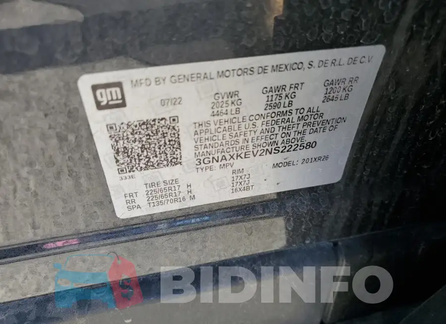 3GNAXKEV2NS222580 Photo# 13