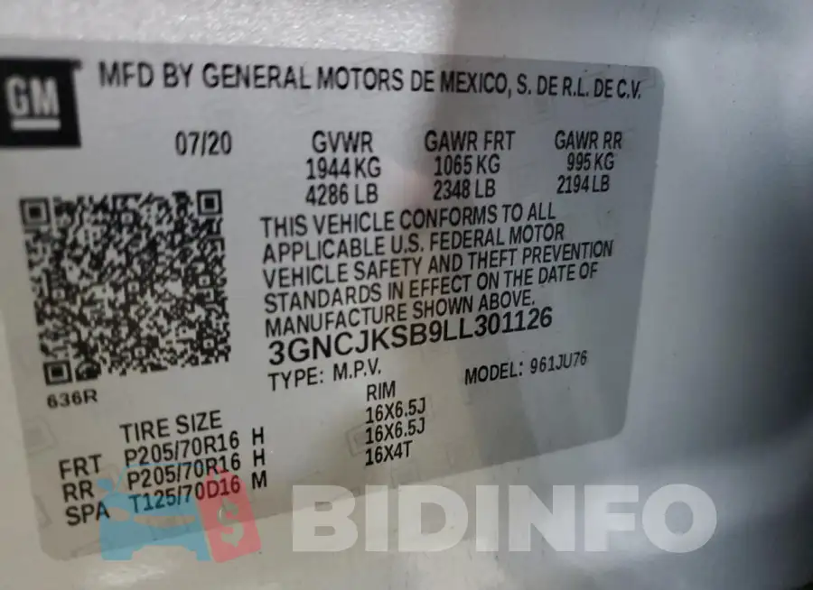 3GNCJKSB9LL301126 Photo# 13
