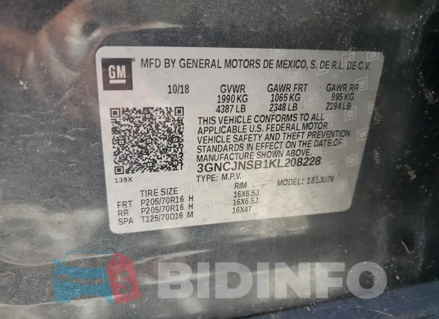 3GNCJNSB1KL208228 Photo# 13
