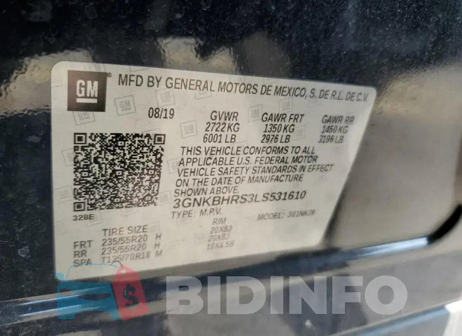 3GNKBHRS3LS531610 Photo# 14