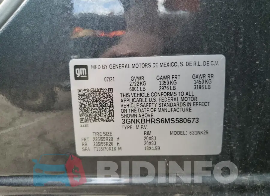 3GNKBHRS6MS580673 Photo# 13