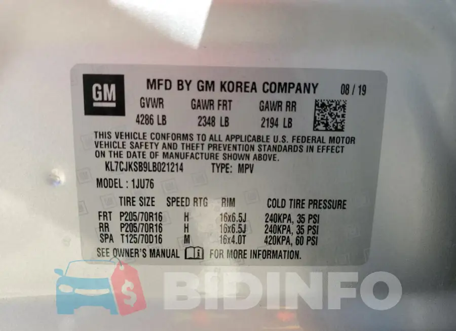 KL7CJKSB9LB021214 Photo# 13