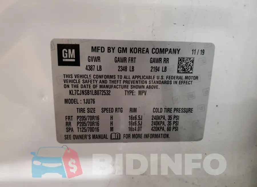 KL7CJNSB1LB072532 Photo# 14