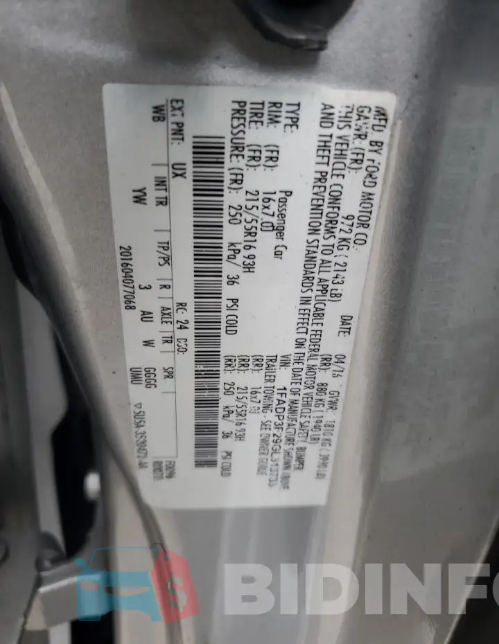 1FADP3F29GL313733 Photo# 12