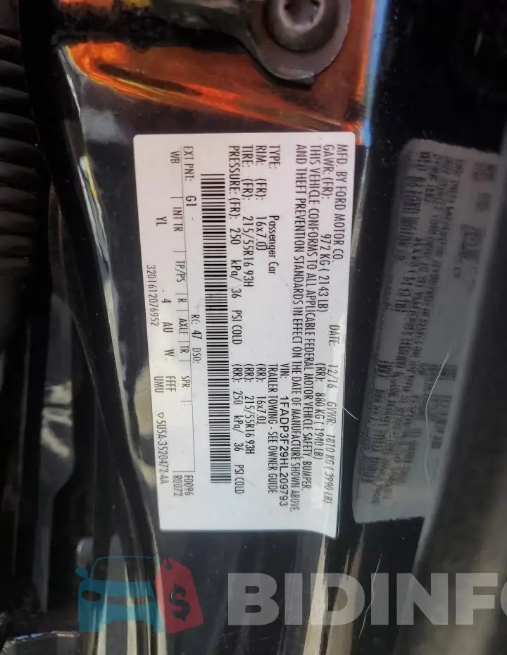 1FADP3F29HL209793 Photo# 12