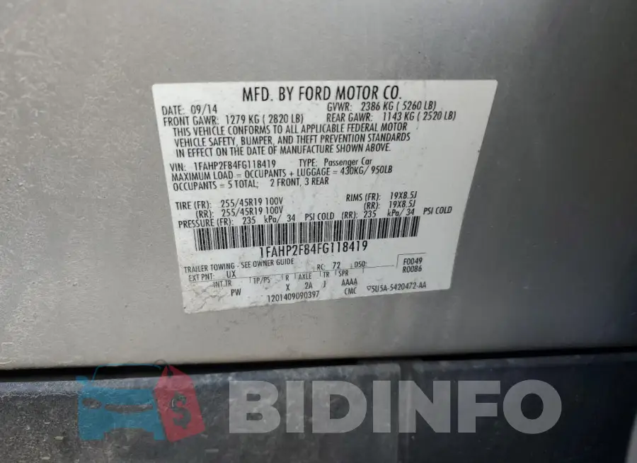 1FAHP2F84FG118419 Photo# 12